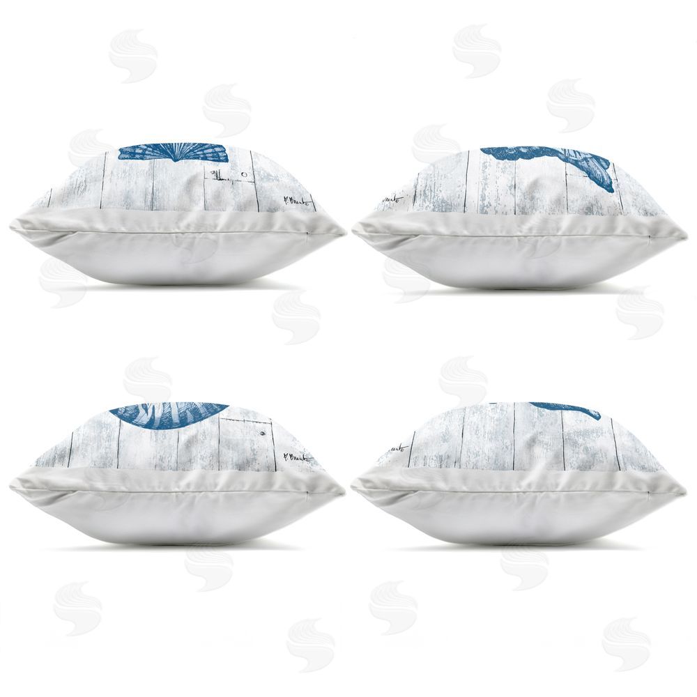 Paul Brent Coastal Timberland Seashells Outdoor Square Printed Throw Pillow Side View with Zipper Detail