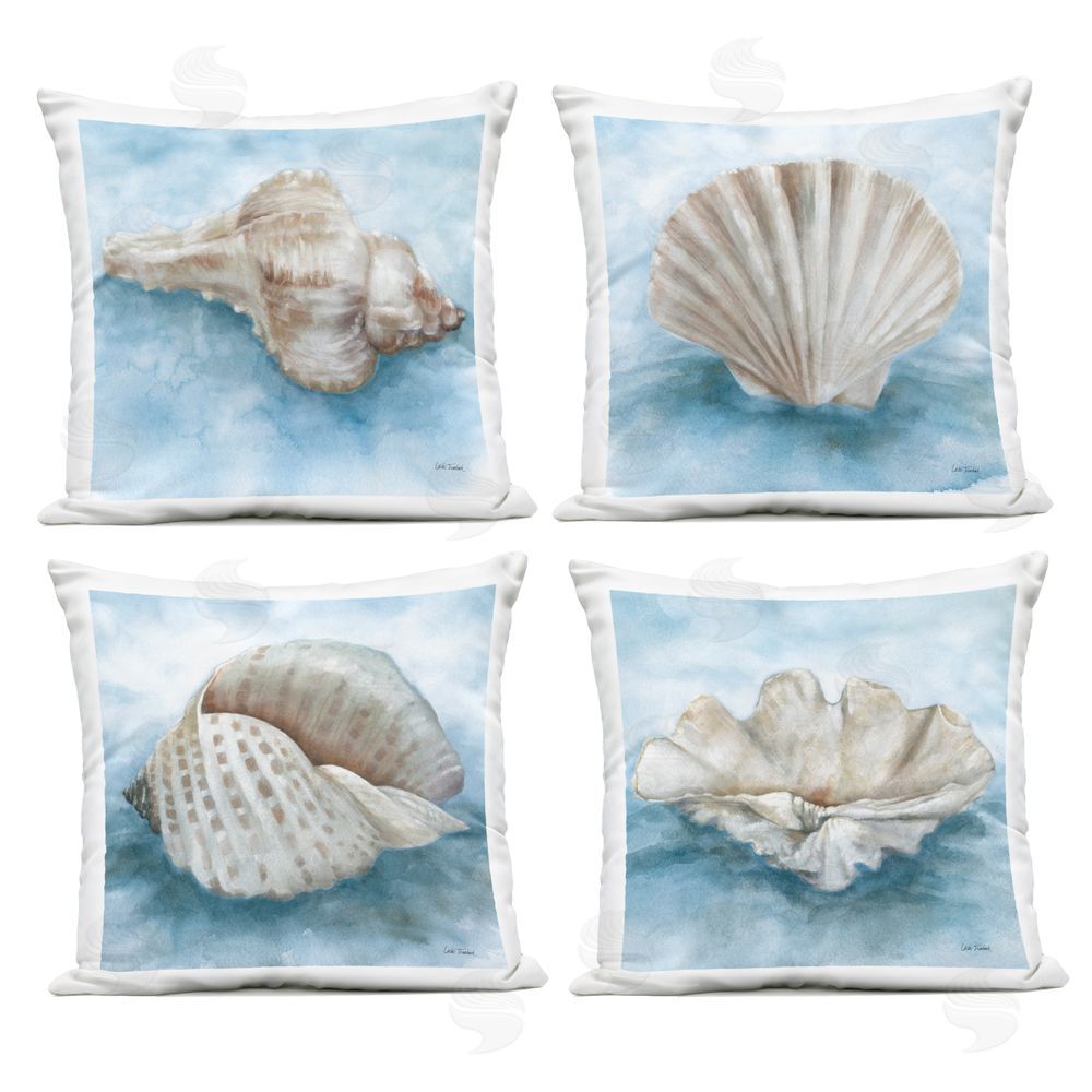Leslie Trimbach Coastal Calm Collection Outdoor Quick-Dry Polyester Square Throw Pillow