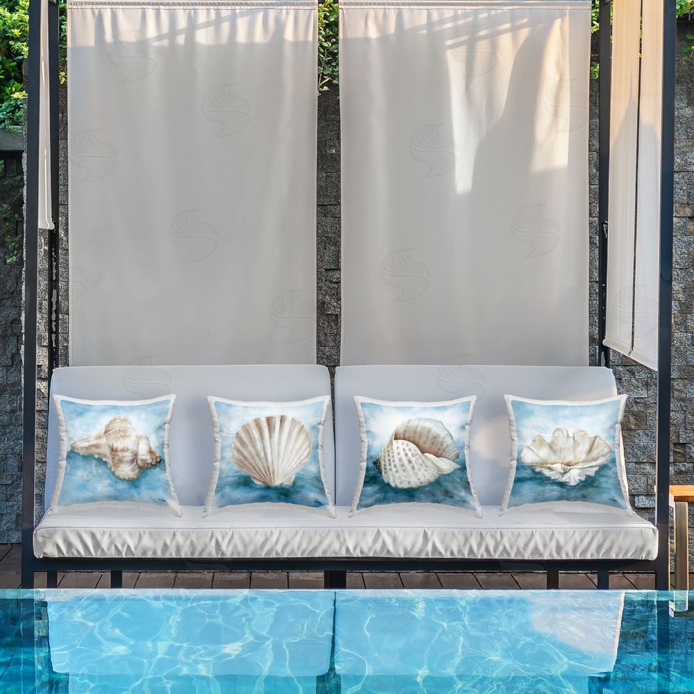 Leslie Trimbach Coastal Calm Collection Outdoor Quick-Dry Polyester Printed Square Pillow Set on Patio