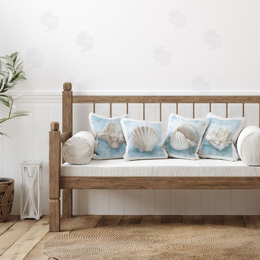 Leslie Trimbach Coastal Calm Collection Plush Polyester Printed Square Pillow Set in Room