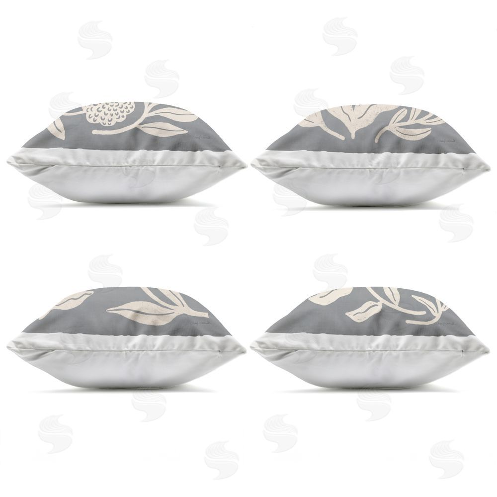 Cheryl Warrick Leafy Botanicals on Grey Outdoor Quick-Dry Polyester Square Throw Pillow Zipper Detail