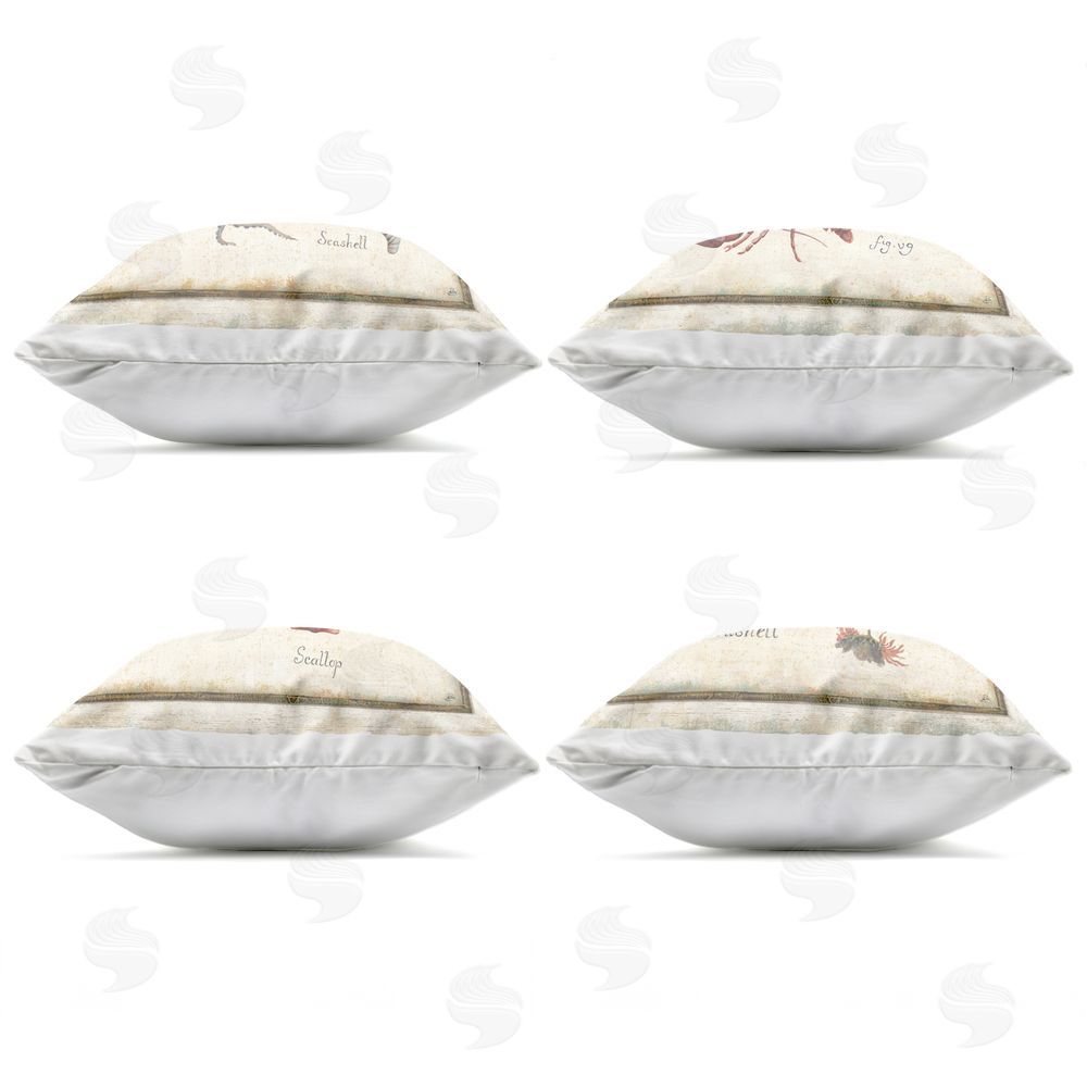 Daphne Brissonnet Vintage Oceanography Creatures Outdoor Quick-Dry Polyester Square Throw Pillow Zipper Detail