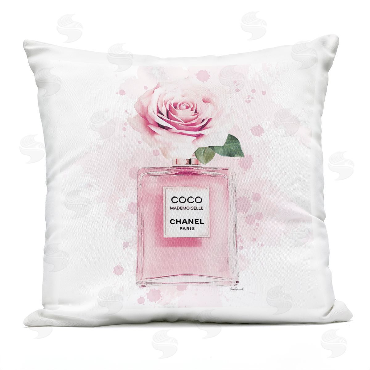 Pink Flower Perfume Outdoor Printed Pillow, Home Decor by Amanda Greenwood