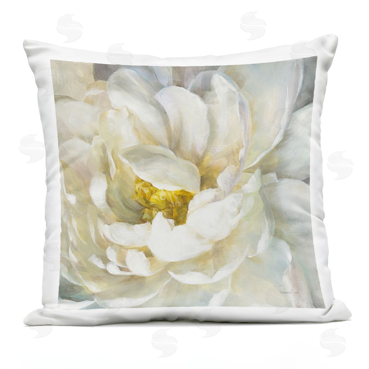 Floral Close-Up Petals Nature Yellow White Painting Outdoor Printed Pillow, Home Decor by Danhui Nai