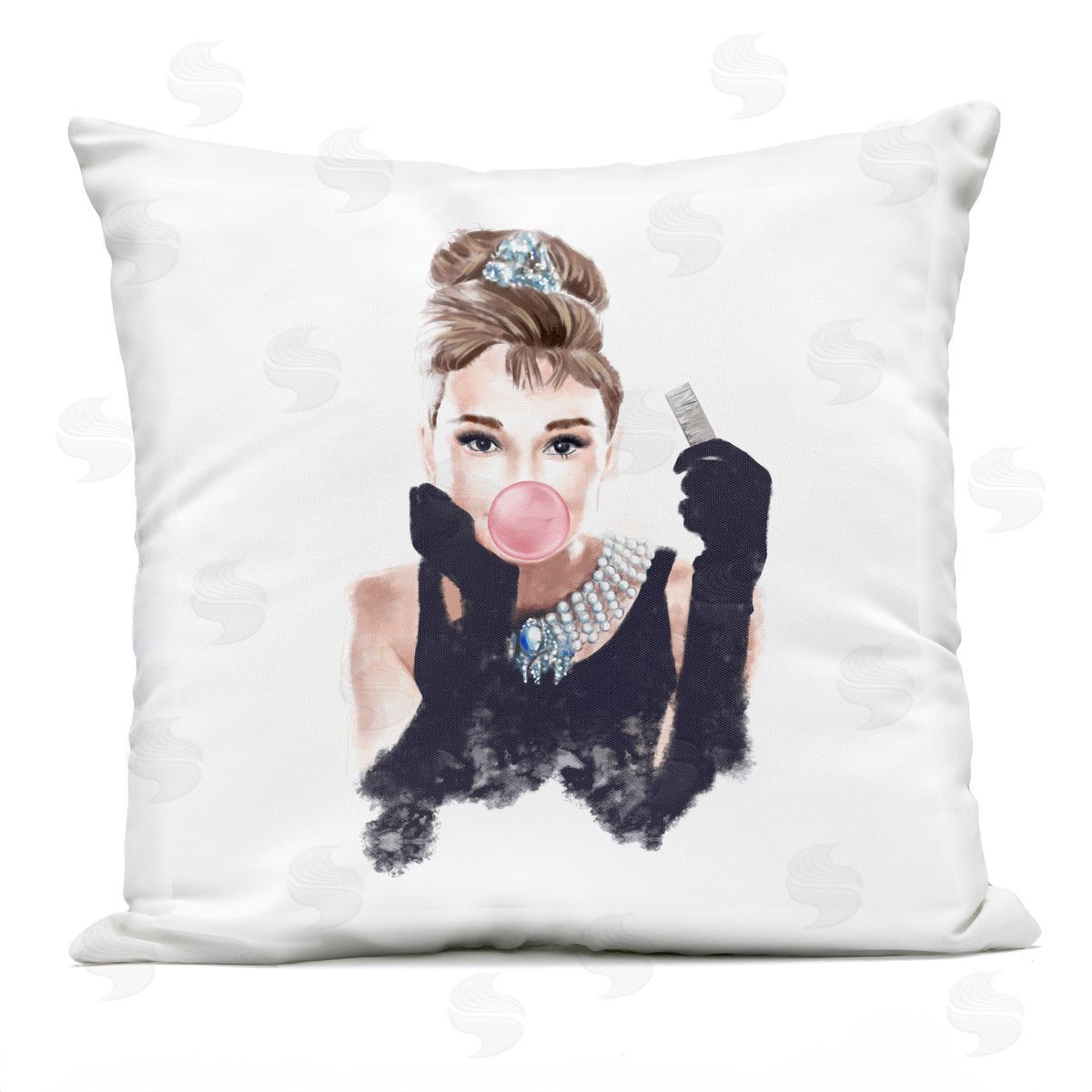 Aubrey Bubblegum Bubble Famous Fashion Icon Portrait Printed Pillow Outdoor Printed Pillow, Home Decor by Ziwei Li