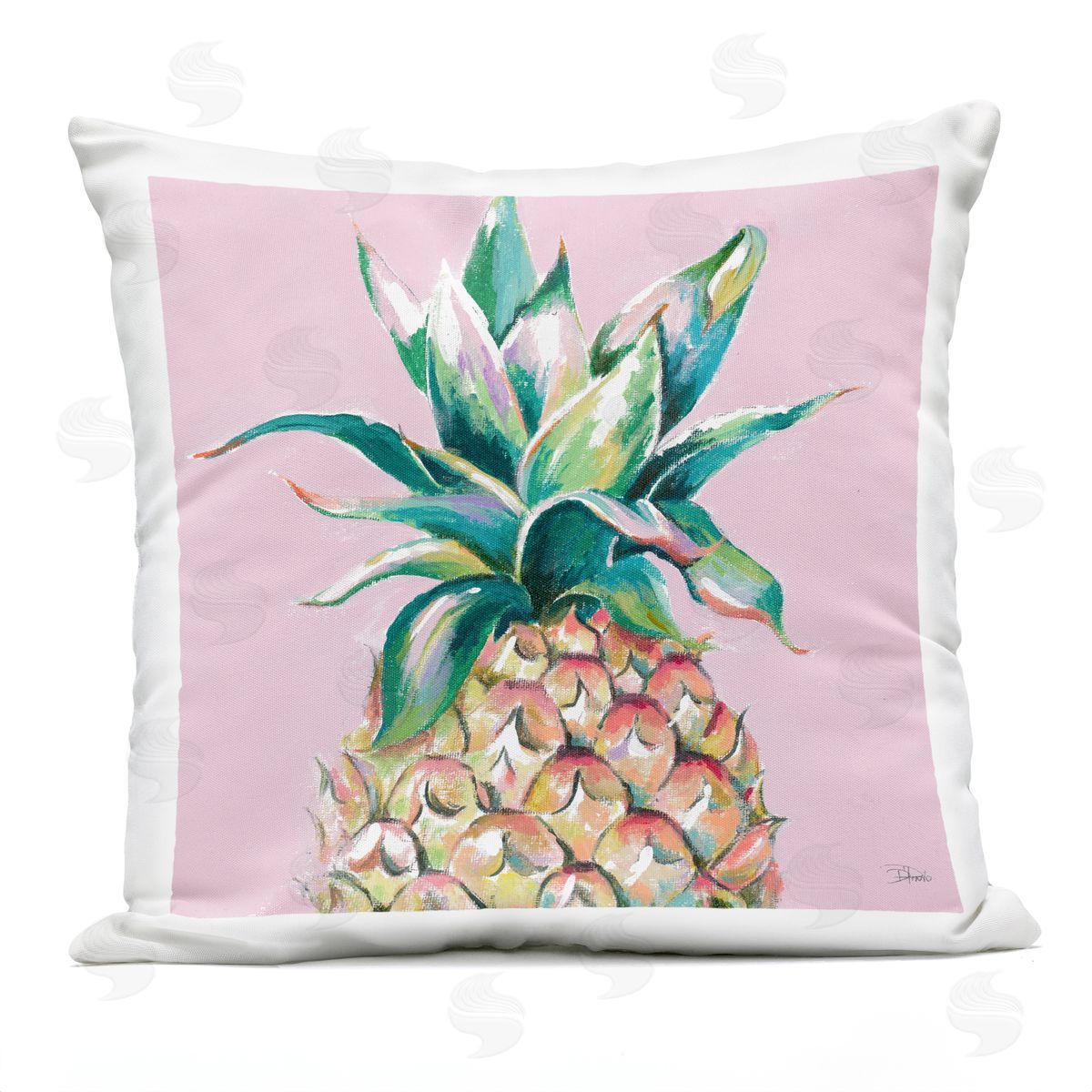 Tropical Pineapple Pink Pop Outdoor Printed Pillow, Home Decor by Patricia Pinto