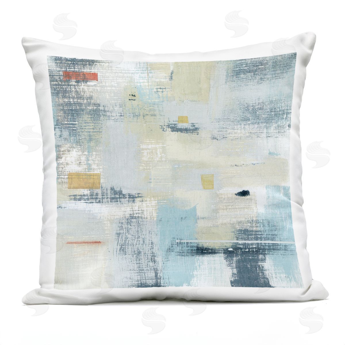 Woven Paint Stroke Abstraction Blue Beige Paint Blend Outdoor Printed Pillow, Home Decor by Susan Jill