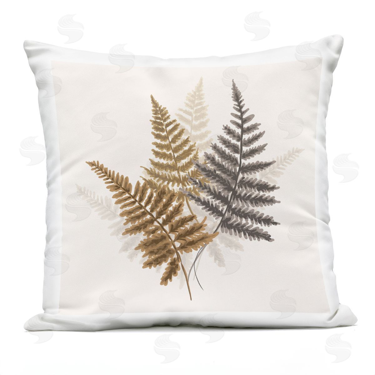 Soft Forest Fern Plants Arranged over Beige Outdoor Printed Pillow, Home Decor by House of Rose