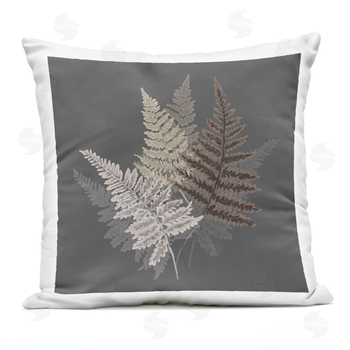 Rustic Forest Fern Arrangement over Grey Outdoor Printed Pillow, Home Decor by House of Rose