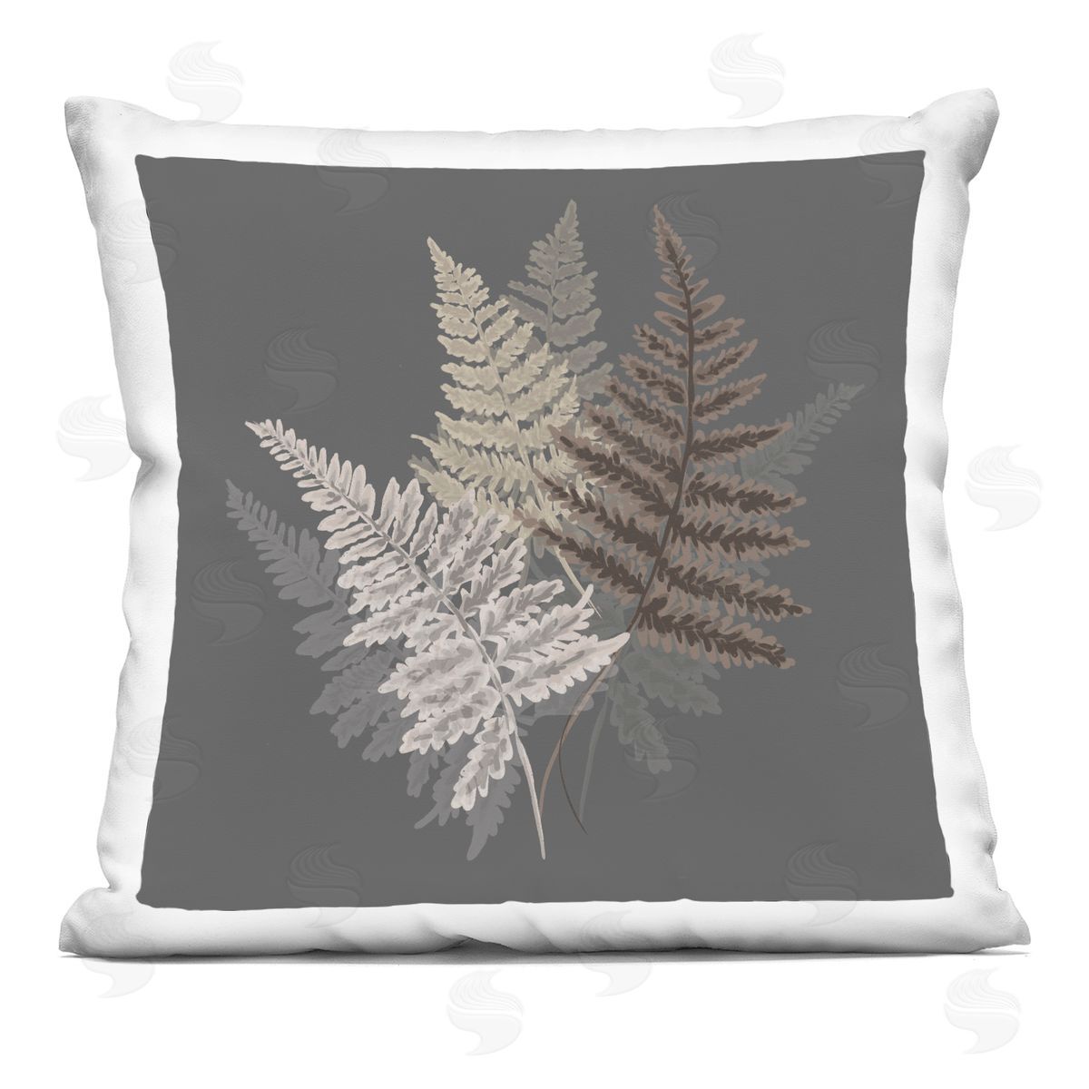 Rustic Forest Fern Arrangement over Grey Decorative Printed Pillow, Home Decor by House of Rose