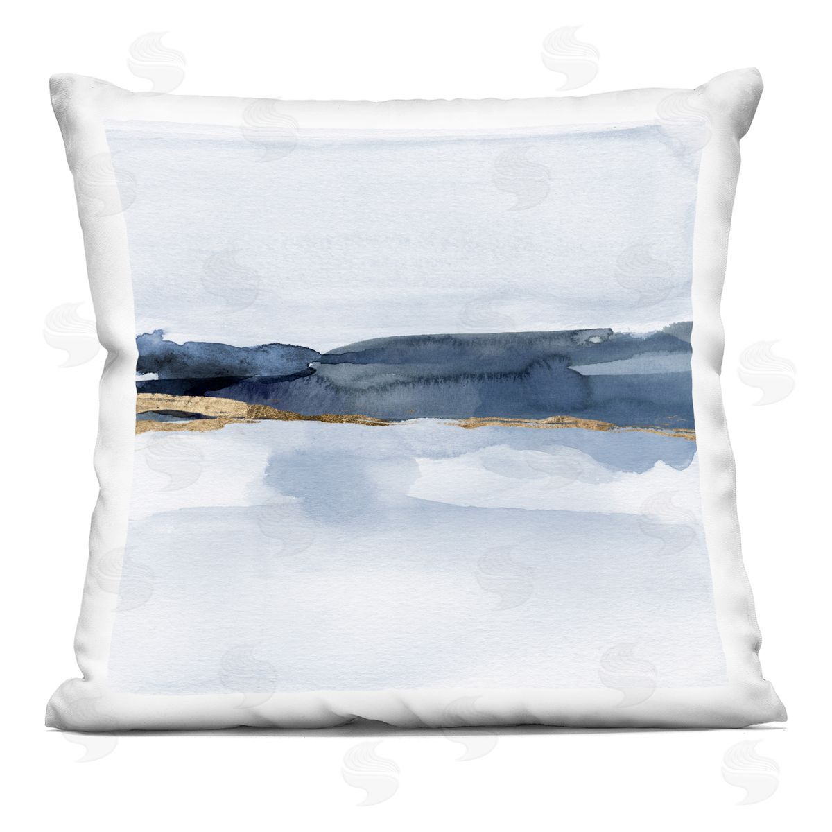 Delicate Abstract Blue Landscape Scene Decorative Printed Pillow, Home Decor by Jacob Green