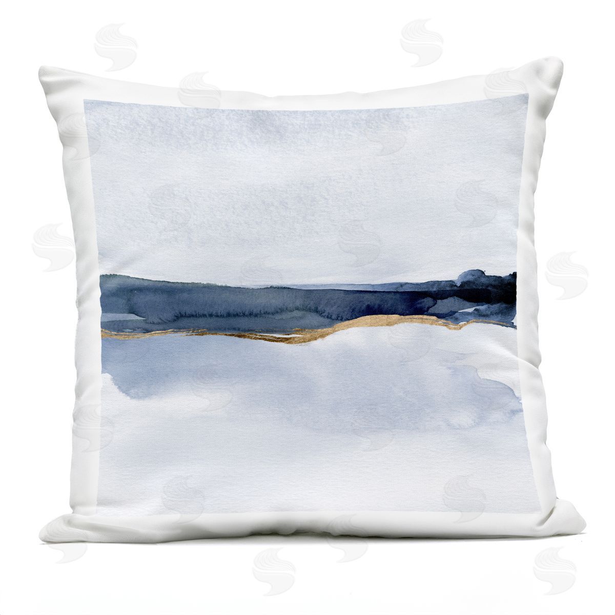 Abstract Blue Tranquil Landscape Scenery Outdoor Printed Pillow, Home Decor by Jacob Green