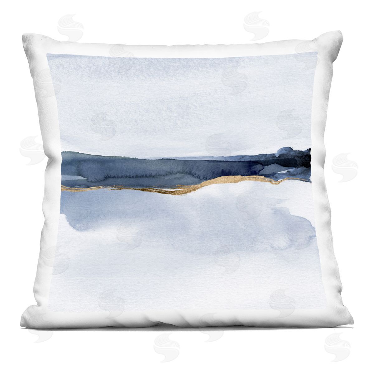 Abstract Blue Tranquil Landscape Scenery Decorative Printed Pillow, Home Decor by Jacob Green