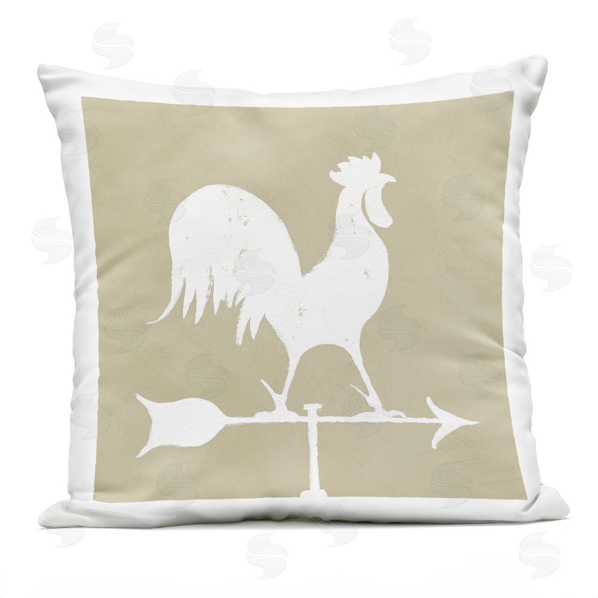 Country Hen Rooster Weathervane Compass Silhouette Outdoor Printed Pillow, Home Decor by Jacob Green