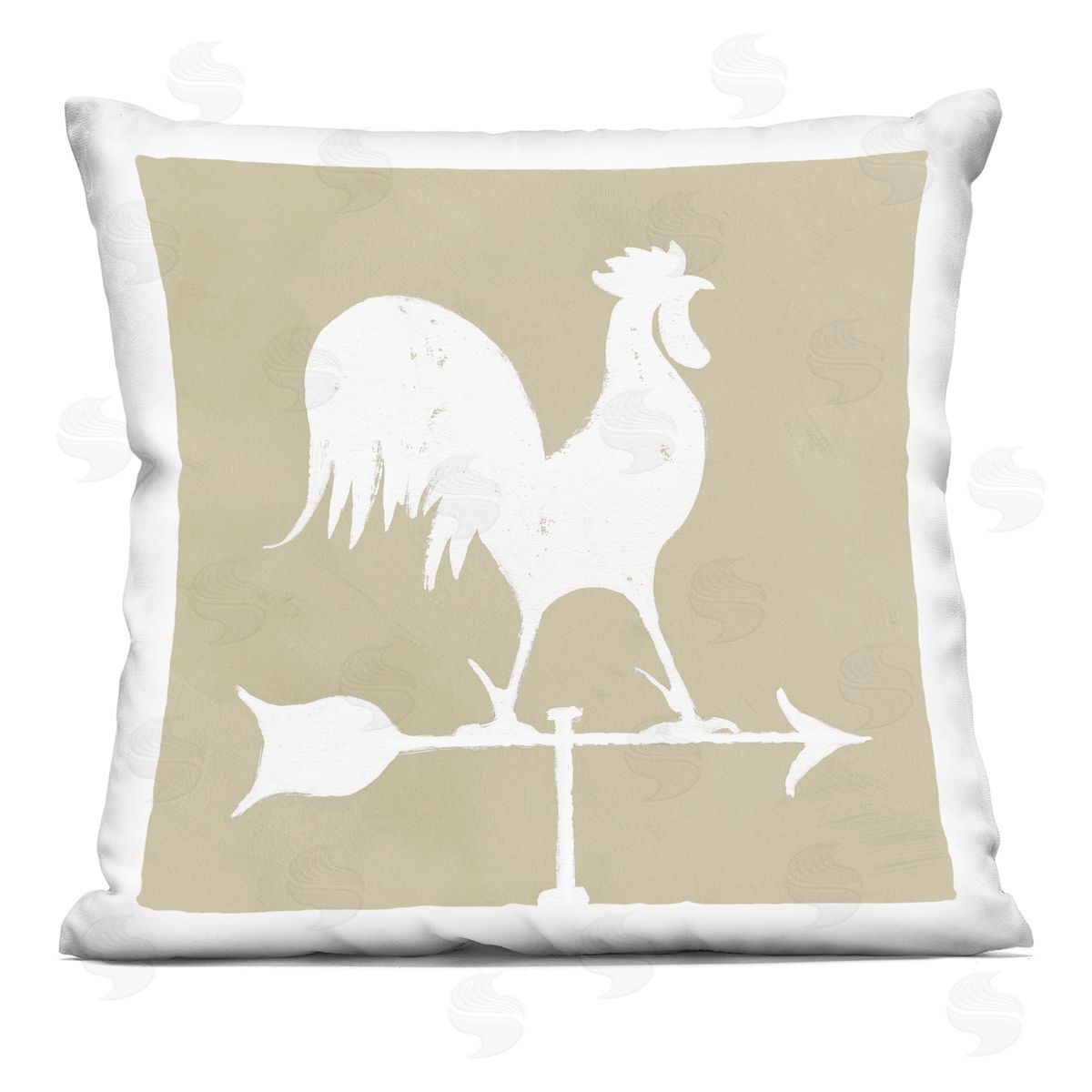 Country Hen Rooster Weathervane Compass Silhouette Decorative Printed Pillow, Home Decor by Jacob Green
