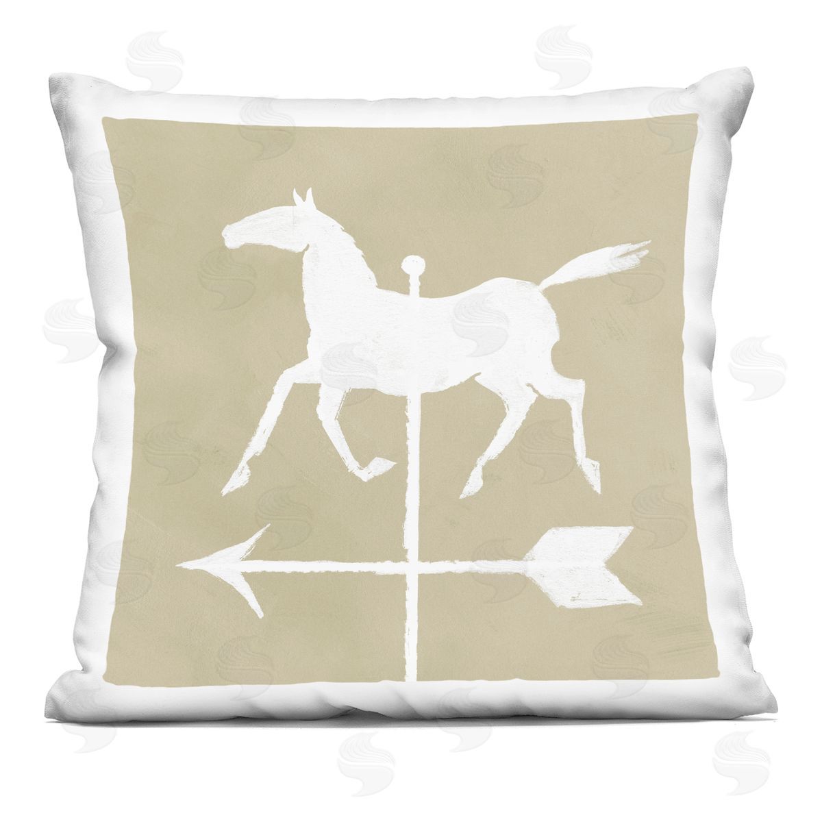 Trotting Horse Weathervane Compass Silhouette Decorative Printed Pillow, Home Decor by Jacob Green