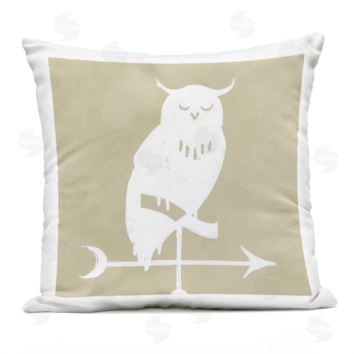 Wise Owl Silhouette Compass Weathervane Outdoor Printed Pillow, Home Decor by Jacob Green