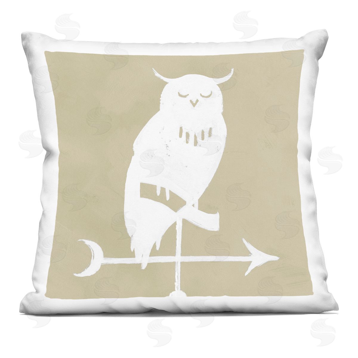 Wise Owl Silhouette Compass Weathervane Decorative Printed Pillow, Home Decor by Jacob Green