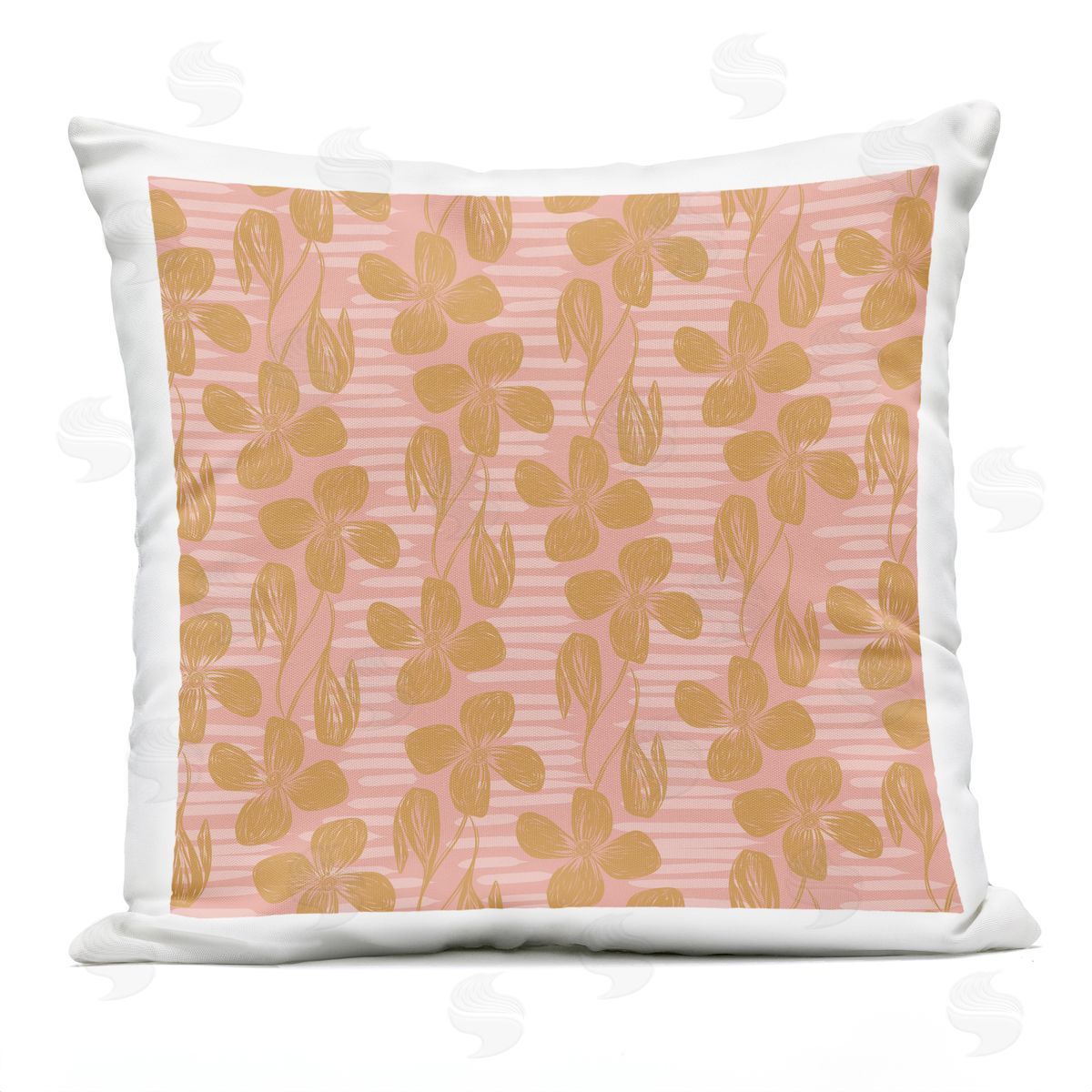 Casual Flower Petals Pink Stripes Pattern Outdoor Printed Pillow, Home Decor by Birgit Maria Kiennast