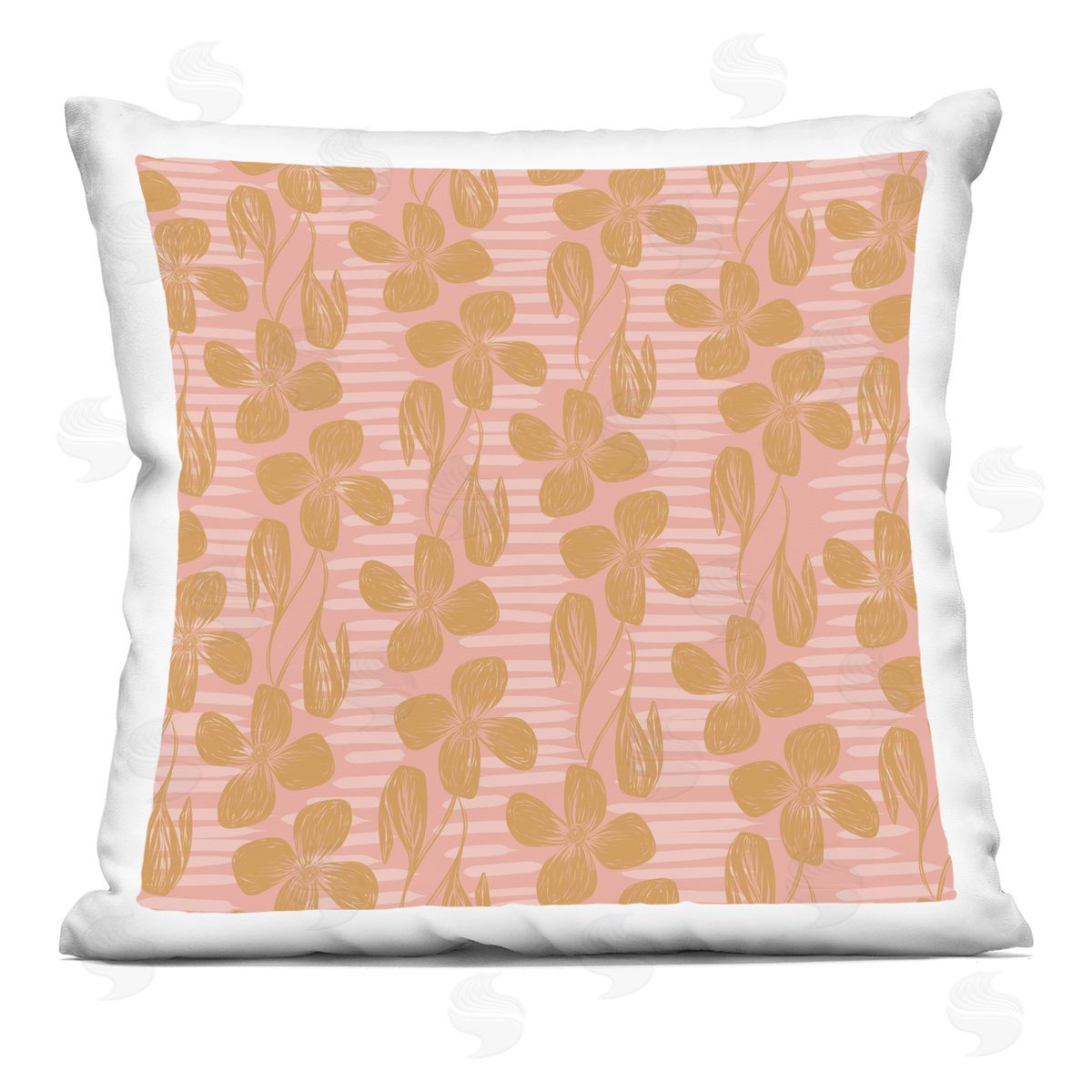 Casual Flower Petals Pink Stripes Pattern Decorative Printed Pillow, Home Decor by Birgit Maria Kiennast