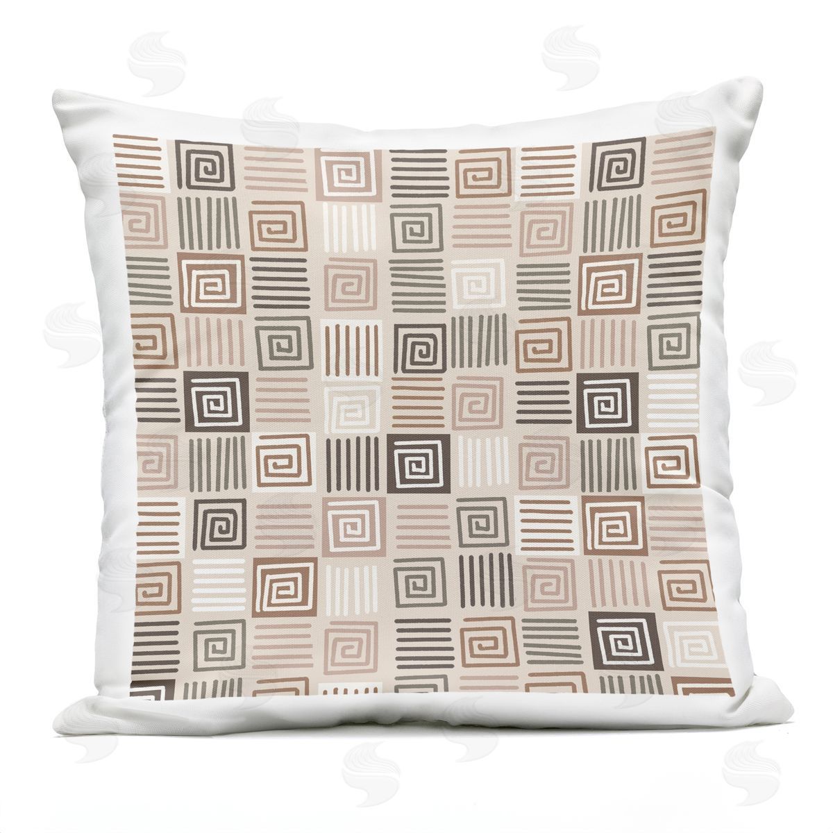 Modern Boho Square Spiral Pattern Outdoor Printed Pillow, Home Decor by House of Rose