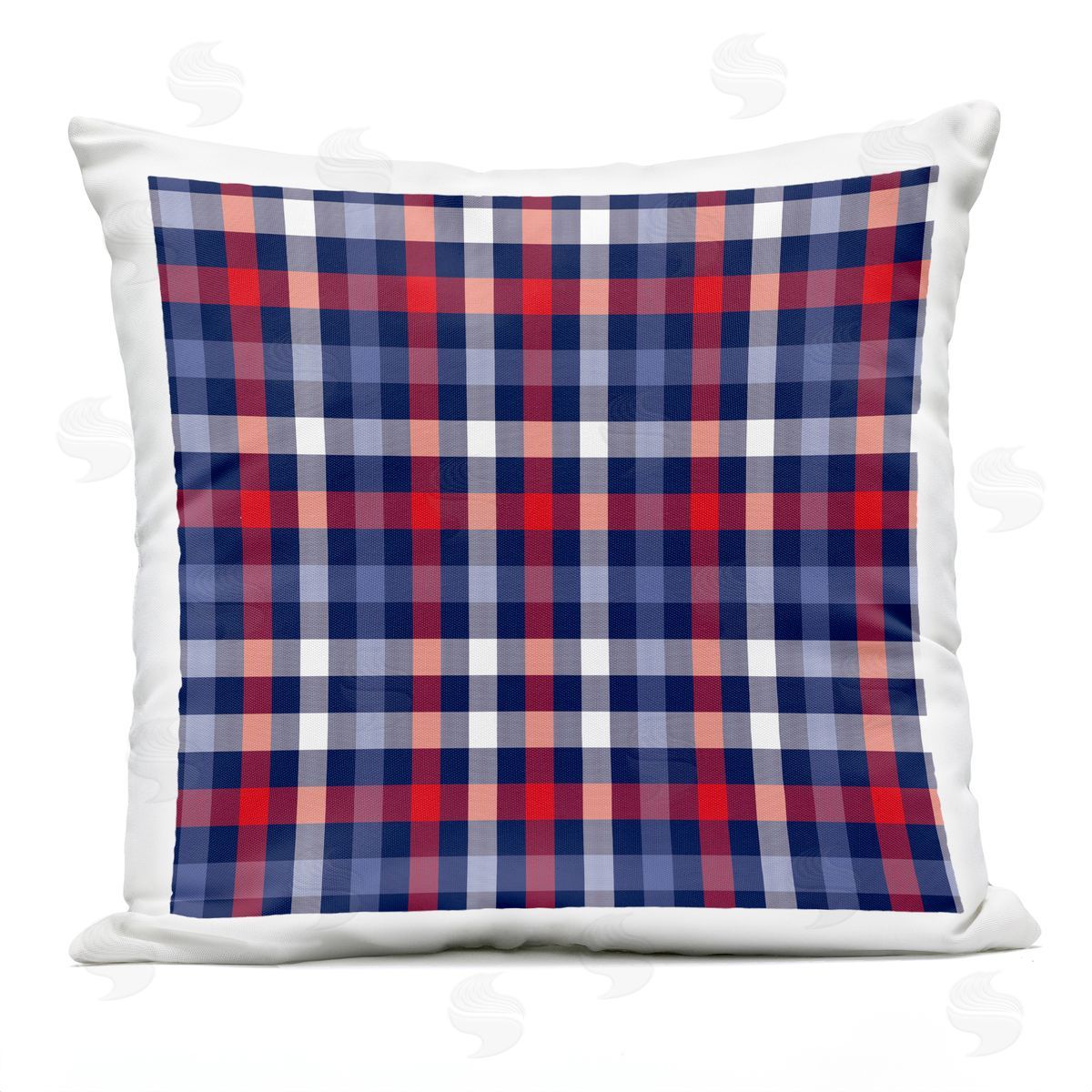 Plaid Tartan Pattern Red Blue Checker Outdoor Printed Pillow, Home Decor by House of Rose