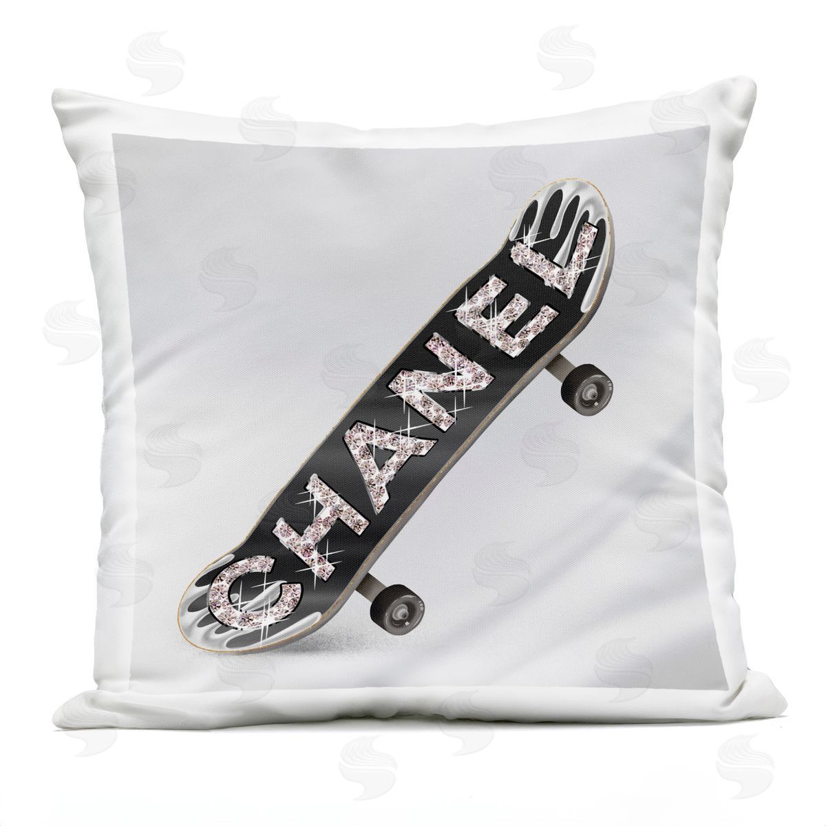Trendy Glam Skateboard Fashion Bling Outdoor Printed Pillow, Home Decor by Ziwei Li