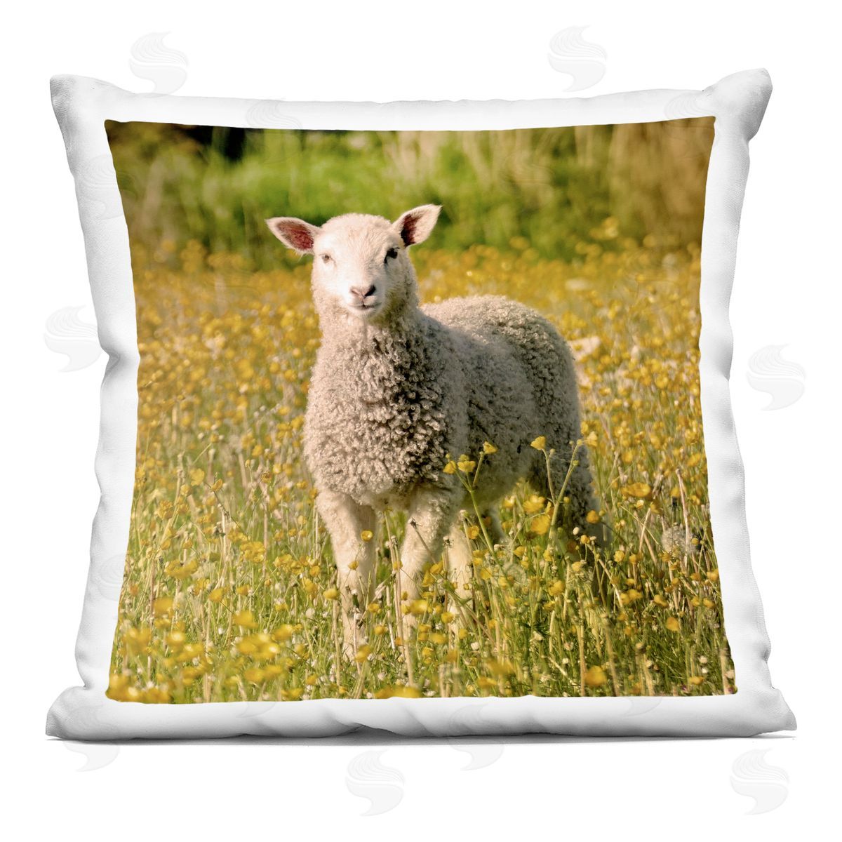 Farmland Sheep Country Flower Meadow Decorative Printed Pillow, Home Decor by Stupell Studio
