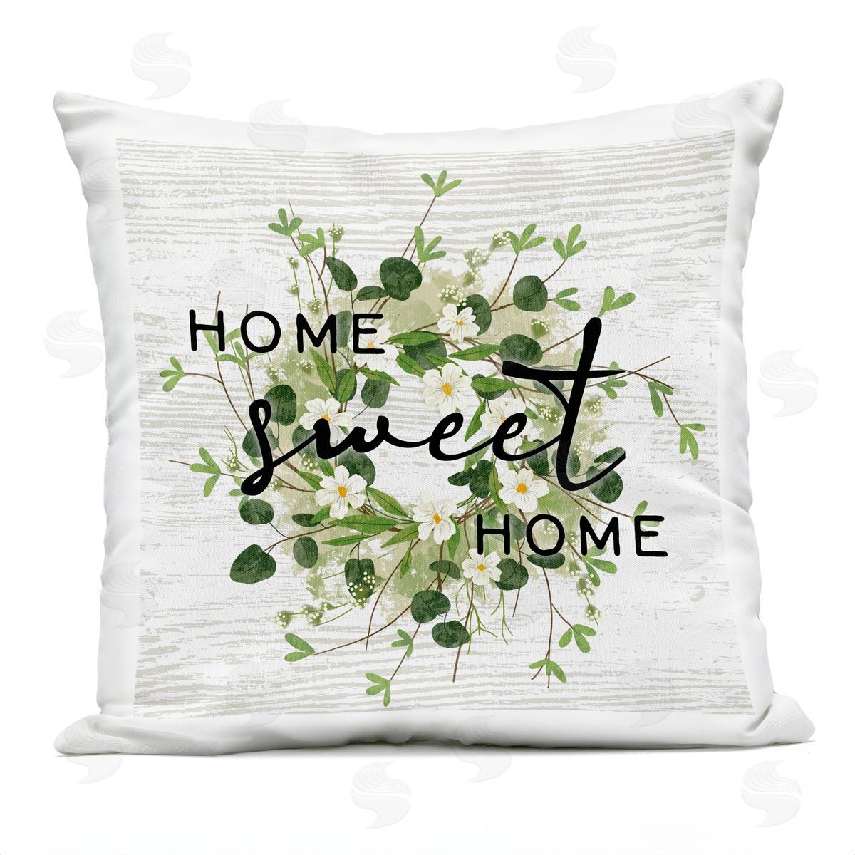 Sweet Home Floral Leaves Wreath Outdoor Printed Pillow, Home Decor by Ziwei Li