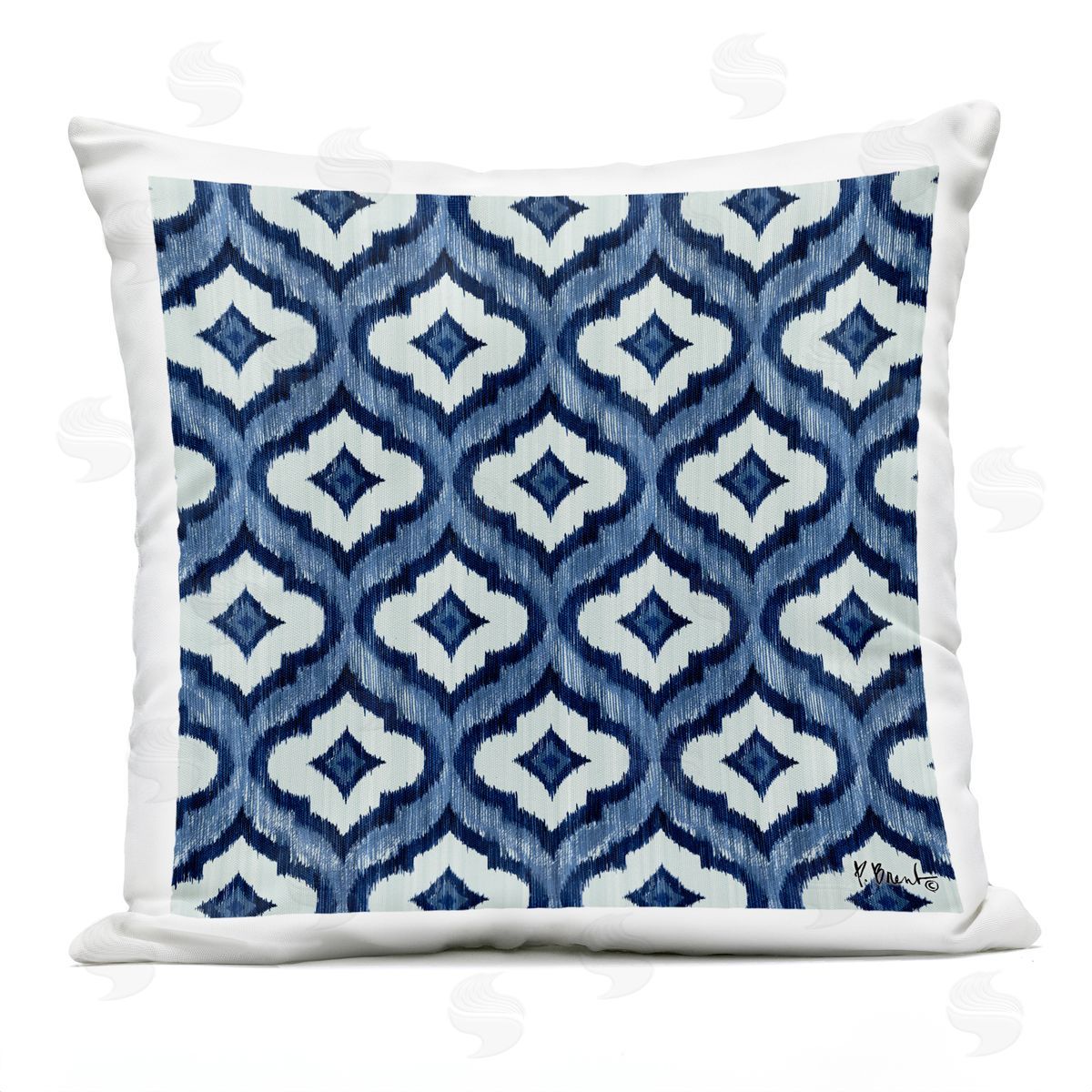 Bold Blue White Trellis Pattern Outdoor Printed Pillow, Home Decor by Paul Brent