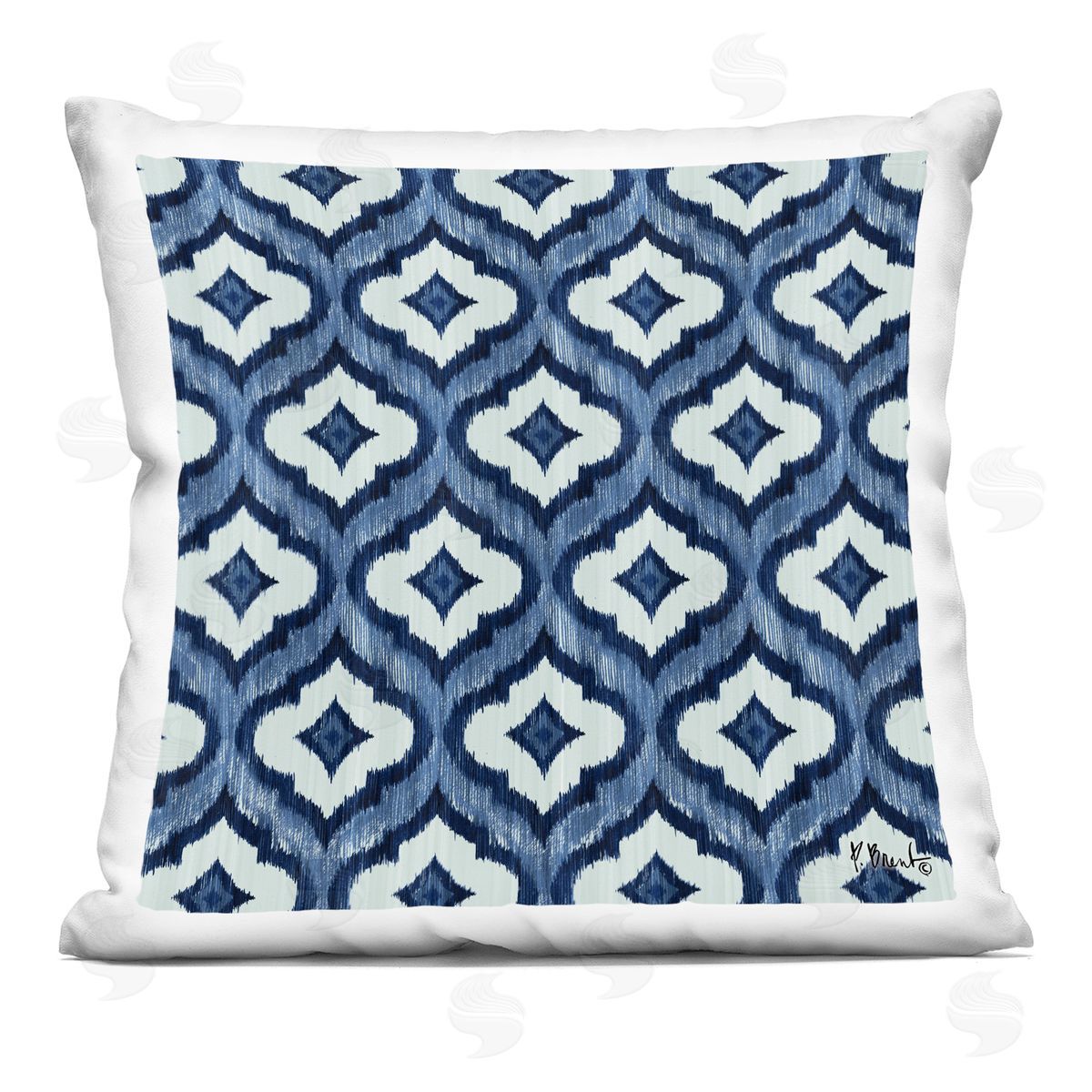 Bold Blue White Trellis Pattern Decorative Printed Pillow, Home Decor by Paul Brent