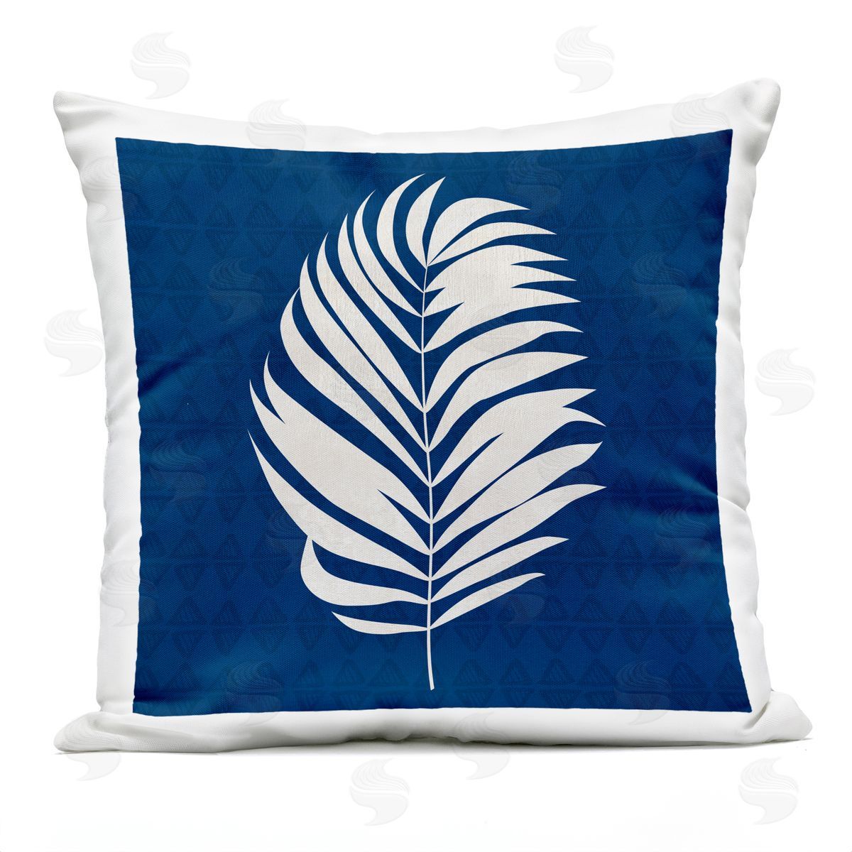 Abstract Bold Blue White Leaf Shape Outdoor Printed Pillow, Home Decor by Susan Jill