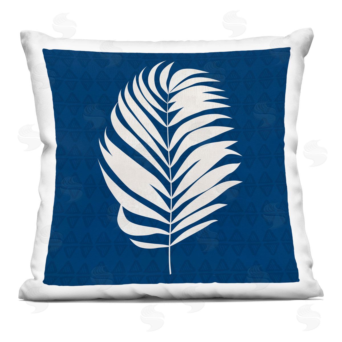Abstract Bold Blue White Leaf Shape Decorative Printed Pillow, Home Decor by Susan Jill