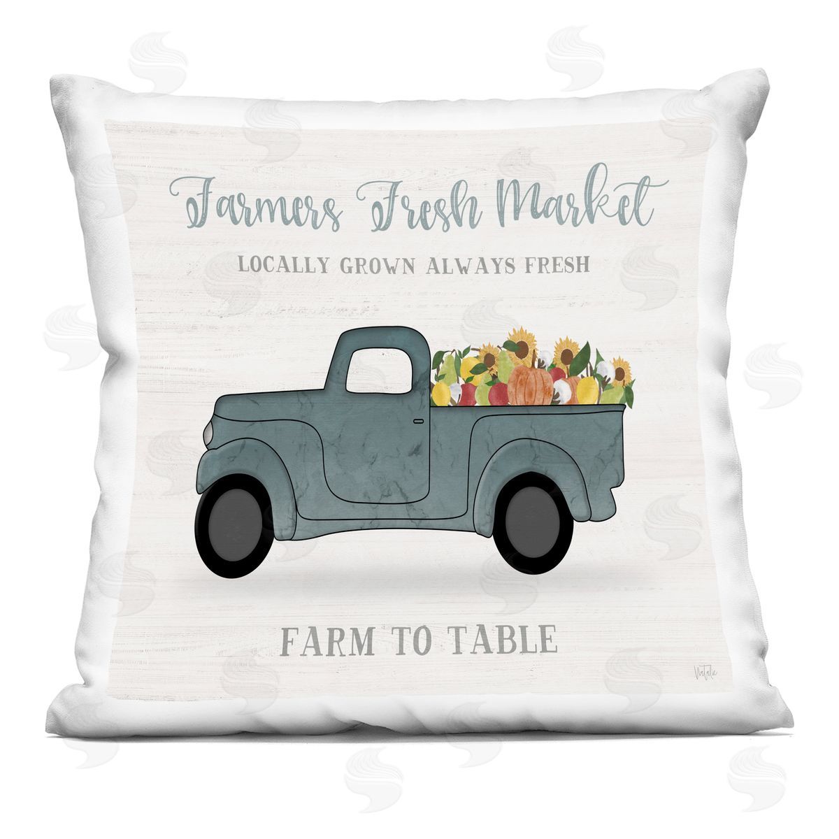 Locally Grown Autumn Flowers Pumpkins Decorative Printed Pillow, Home Decor by Natalie Carpentieri