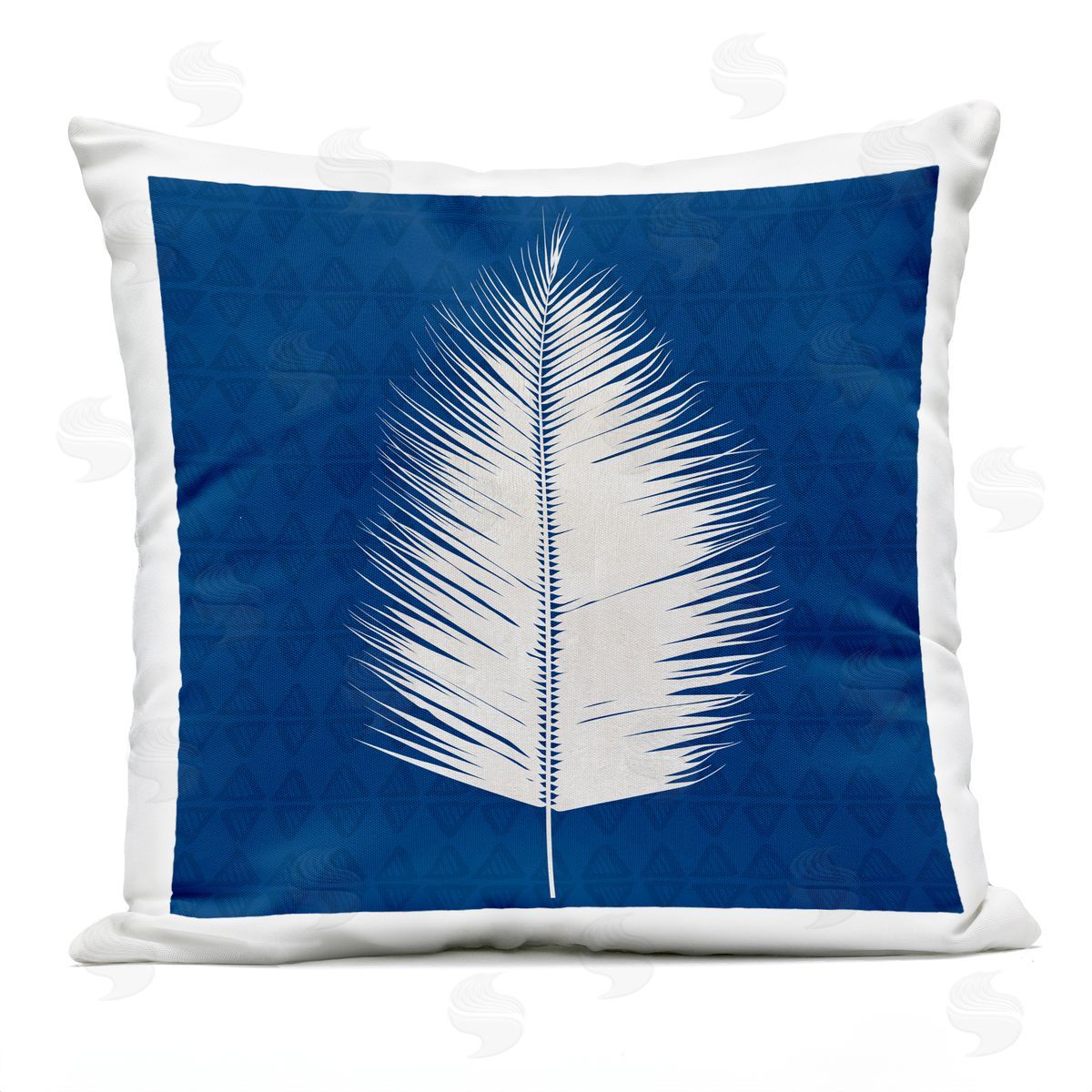 Abstract Leaf Frond Shape Bold Blue Outdoor Printed Pillow, Home Decor by Susan Jill