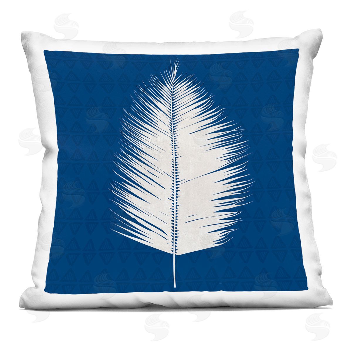 Abstract Leaf Frond Shape Bold Blue Decorative Printed Pillow, Home Decor by Susan Jill