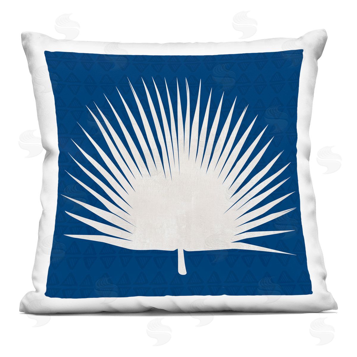 Wide Palm Leaf Abstract Blue White Decorative Printed Pillow, Home Decor by Susan Jill