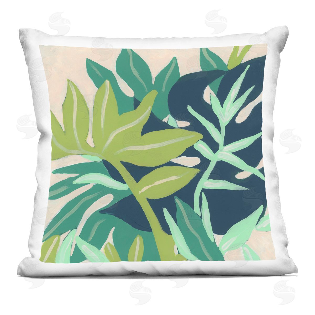 Abstract Layered Botanical Leaf Plant Shapes Decorative Printed Pillow, Home Decor by June Erica Vess