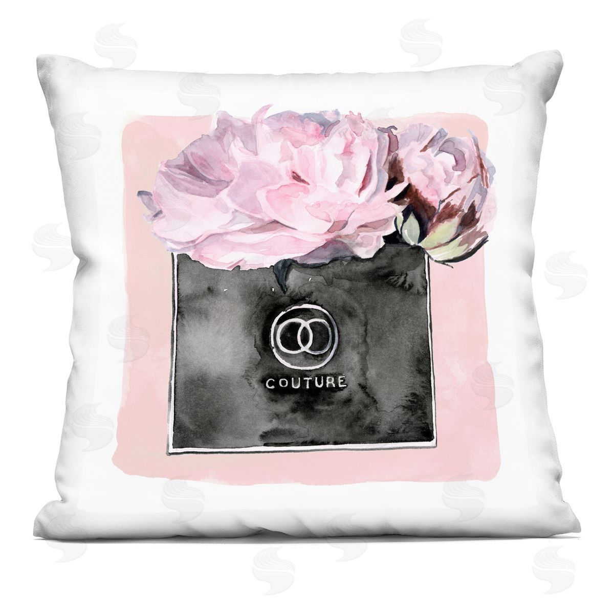 Pink Glam Couture Perfume Flower Blossoms Decorative Printed Pillow, Home Decor by Jennifer Paxton Parker