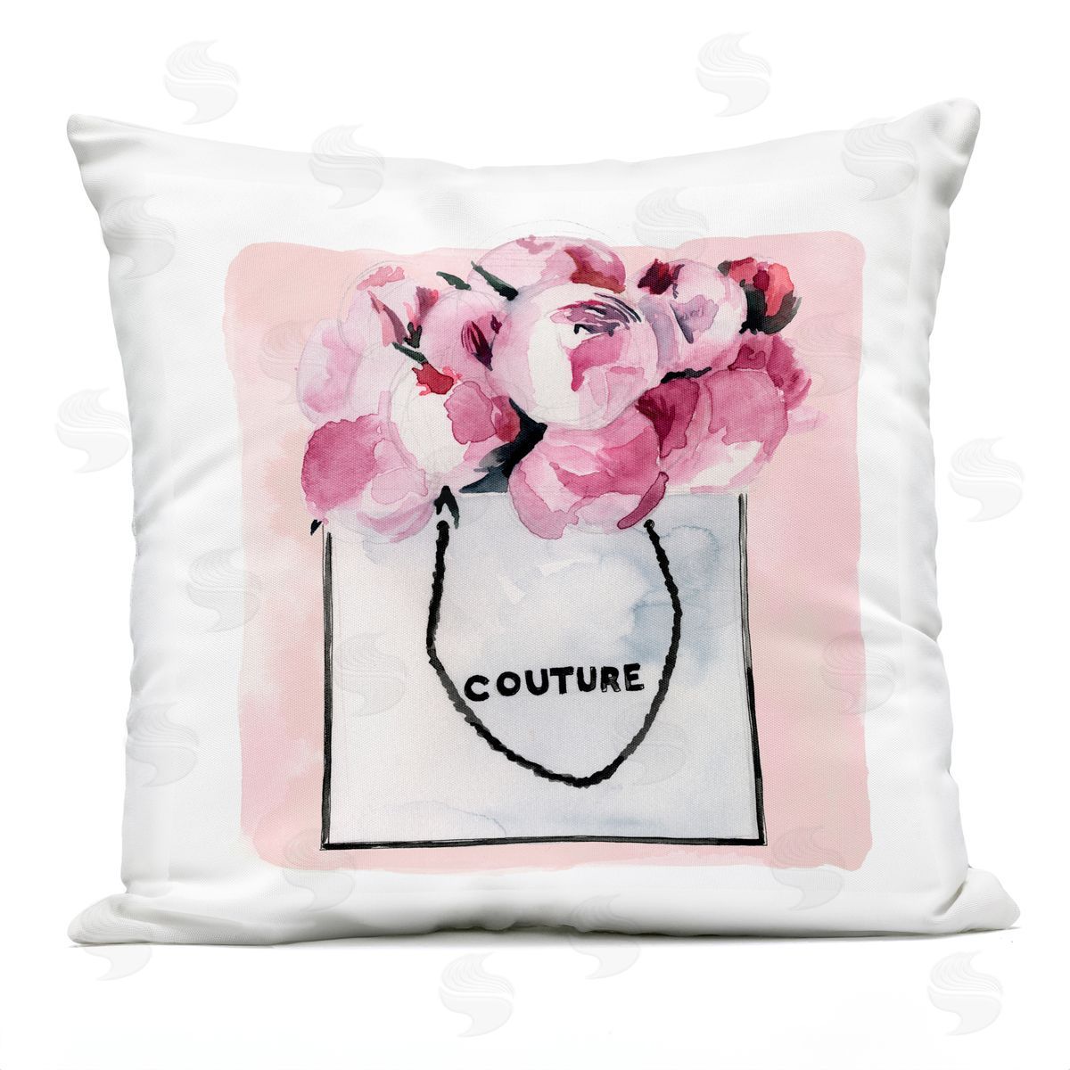 Pink Peony Flower Bouquet Fashion Couture Vase Outdoor Printed Pillow, Home Decor by Jennifer Paxton Parker