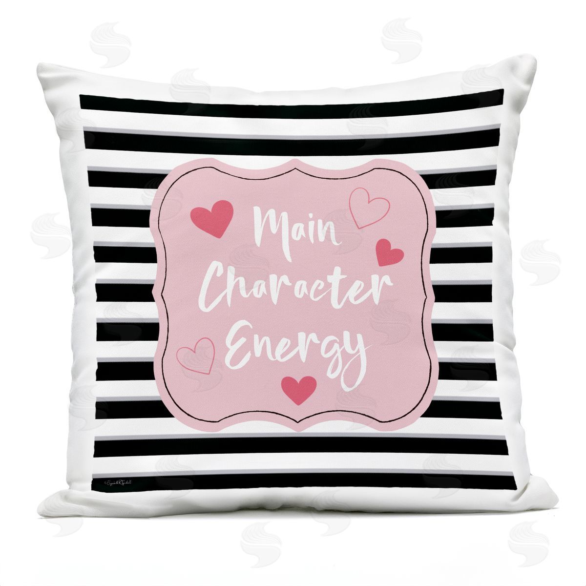 Main Character Energy Bold Pink Black Stripes Outdoor Printed Pillow, Home Decor by Elizabeth Tyndall