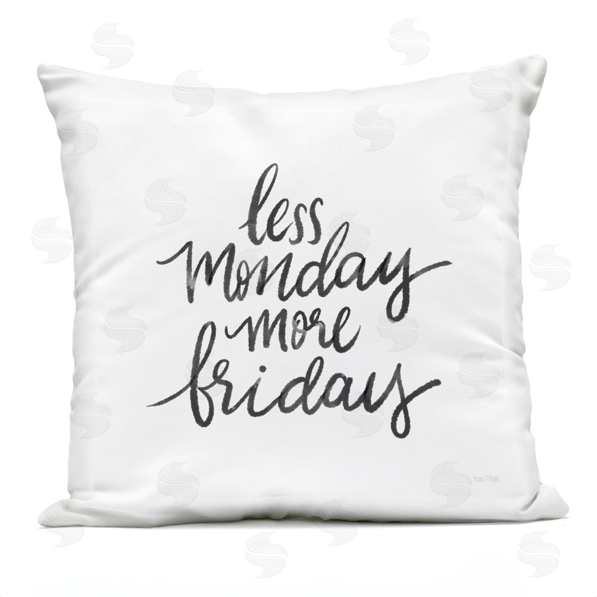 Less Monday More Friday Casual Calligraphy Outdoor Printed Pillow, Home Decor by House Fenway