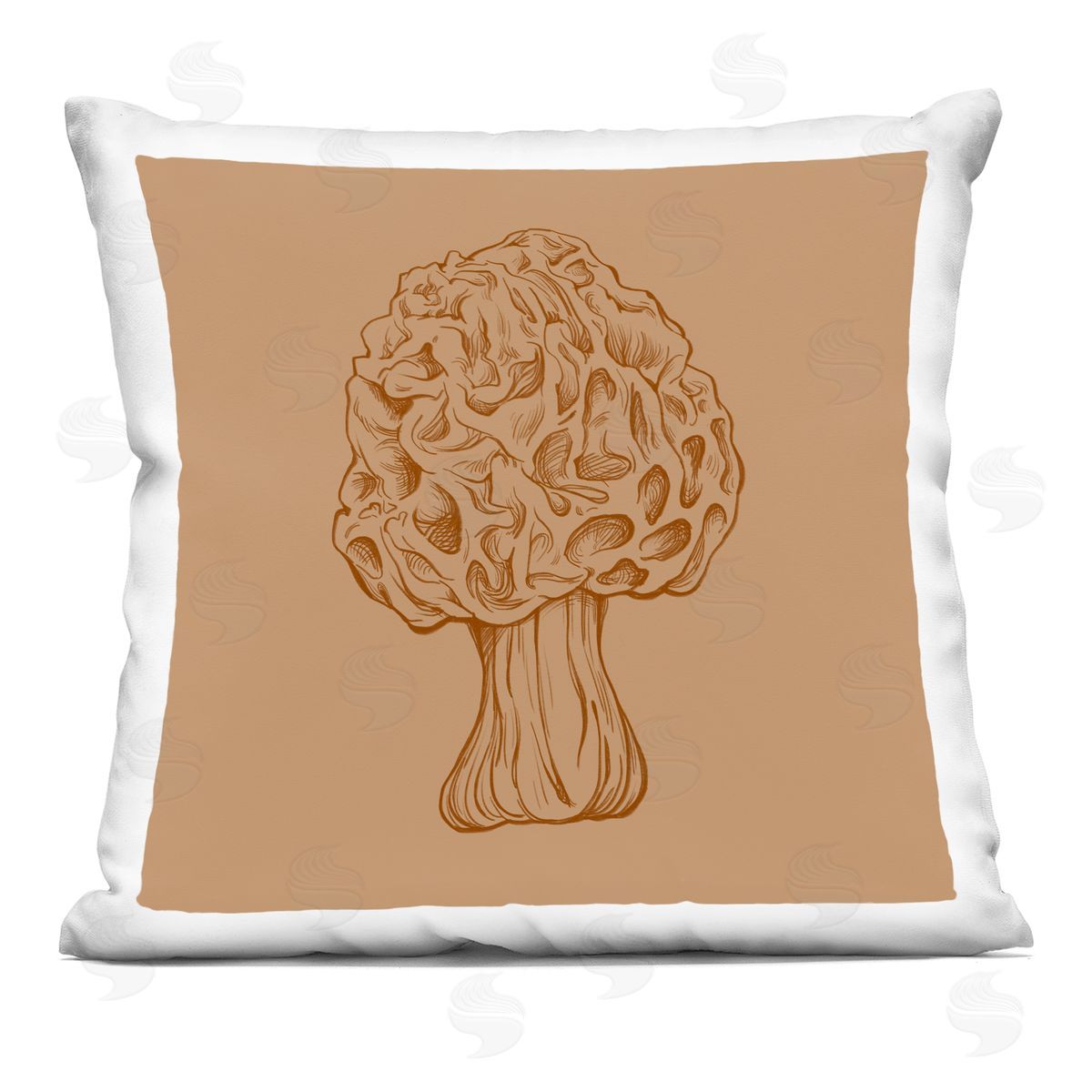 Detailed Mushroom Botanical Forest Vegetation Decorative Printed Pillow, Home Decor by Ziwei Li