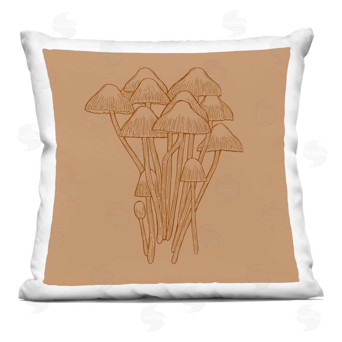 Forest Mushroom Arrangement Detailed Botanicals Decorative Printed Pillow, Home Decor by Ziwei Li