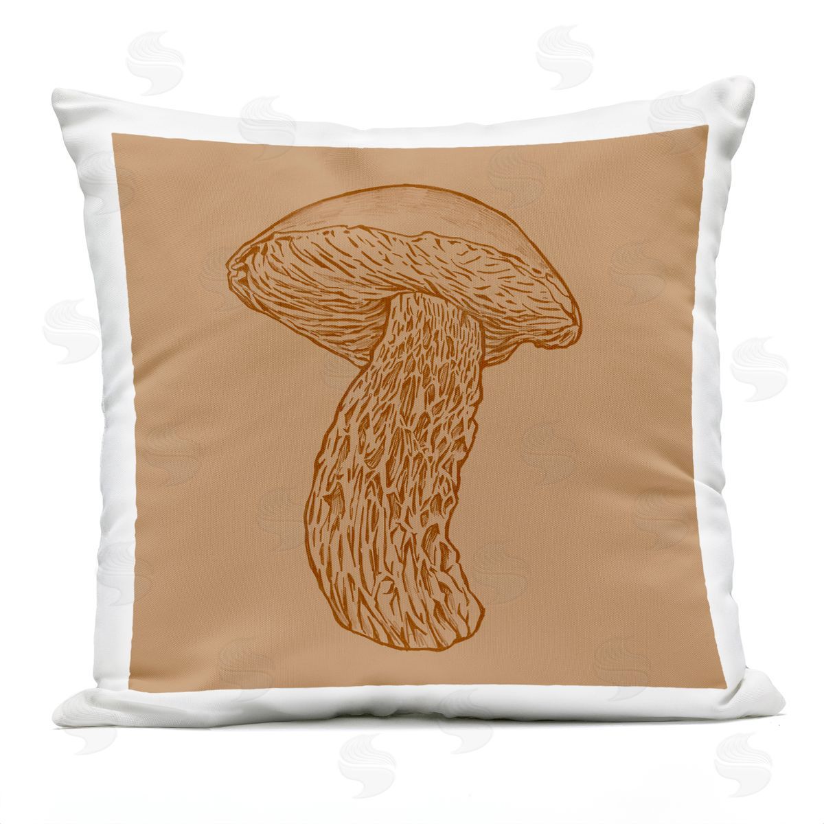 Detailed Mushroom Botanical Forest Fungi Vegetation Outdoor Printed Pillow, Home Decor by Ziwei Li