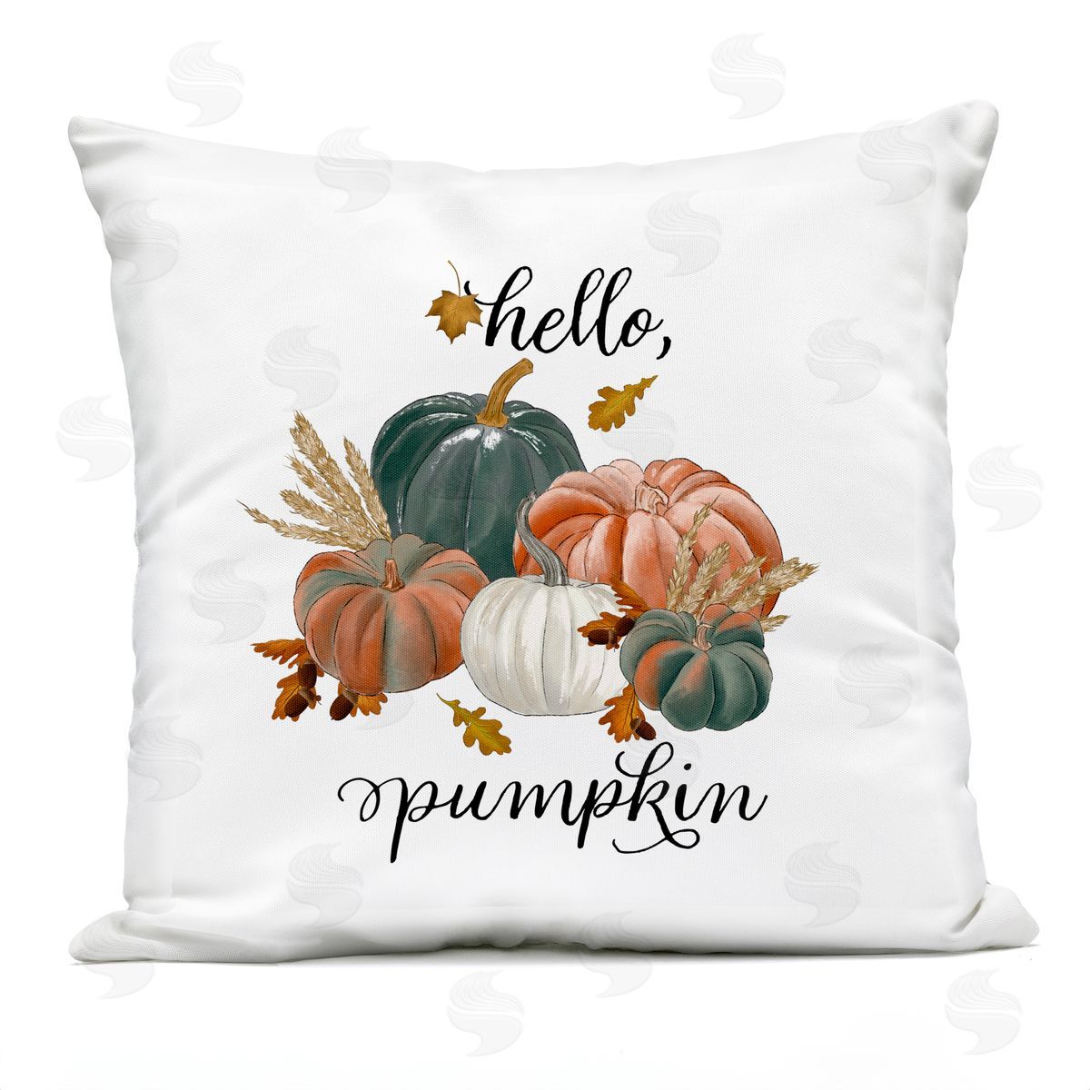 Hello Pumpkin Seasonal Autumn Wheat Botanicals Outdoor Printed Pillow, Home Decor by Saturday Evening Post