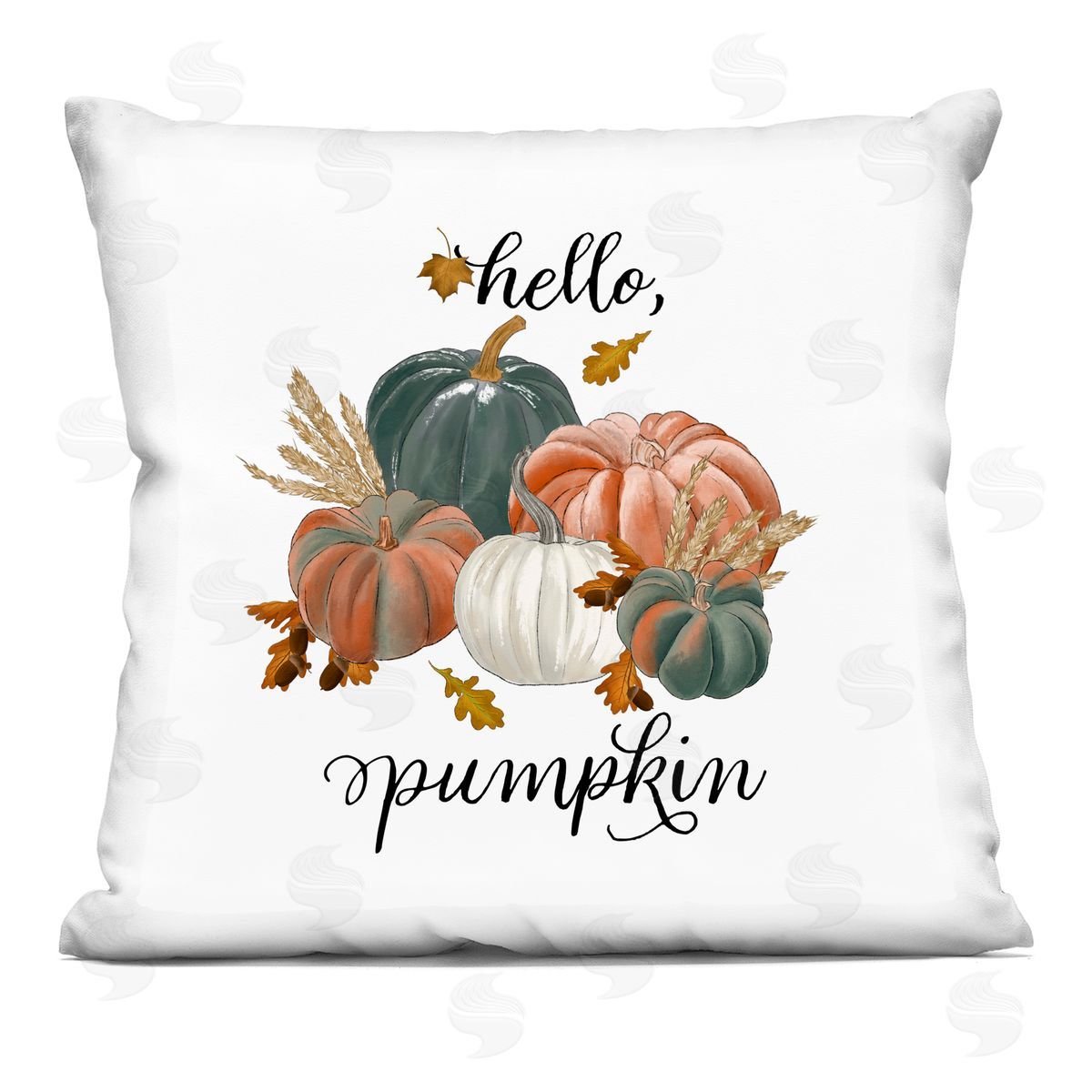 Hello Pumpkin Seasonal Autumn Wheat Botanicals Decorative Printed Pillow, Home Decor by Saturday Evening Post