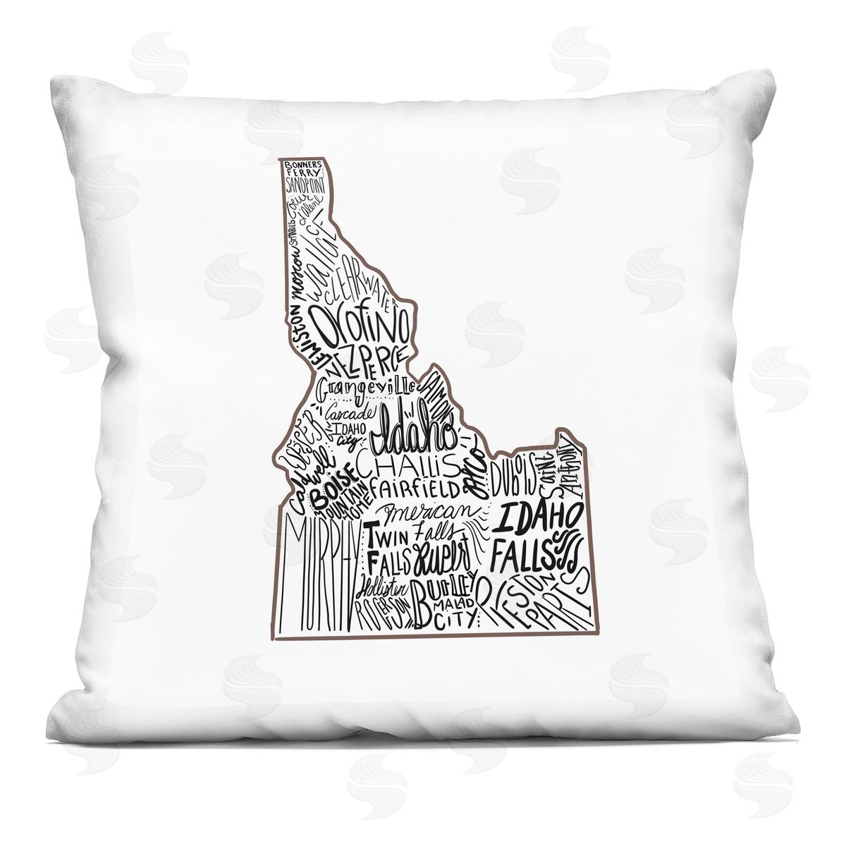 Idaho State Outline Various Cities Typography Decorative Printed Pillow, Home Decor by Saturday Evening Post