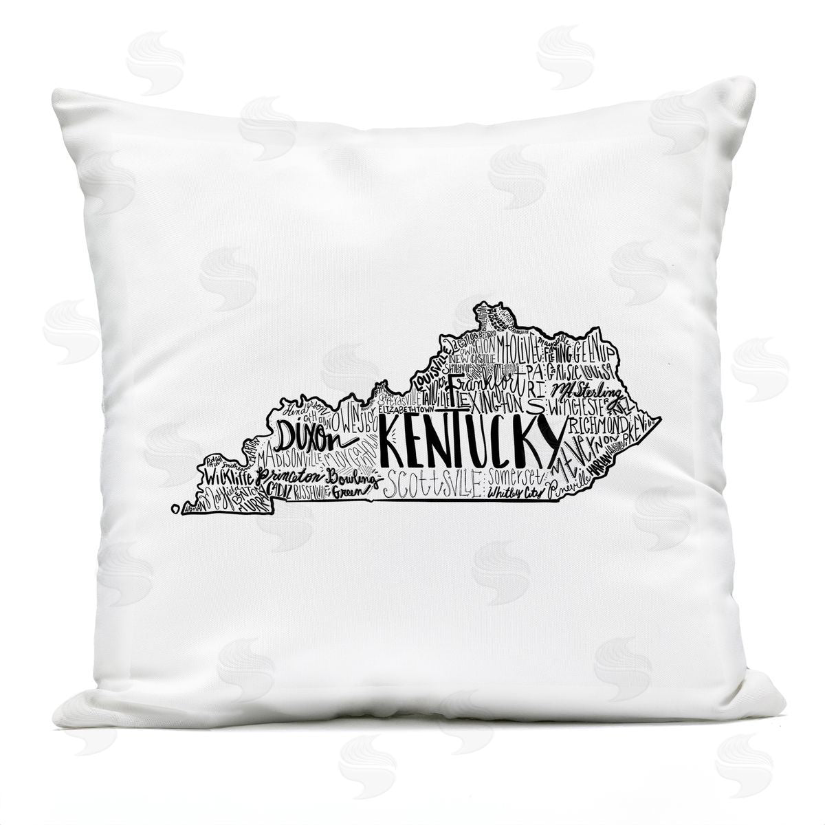 Kentucky State Shape Outline Cities Map Outdoor Printed Pillow, Home Decor by Saturday Evening Post