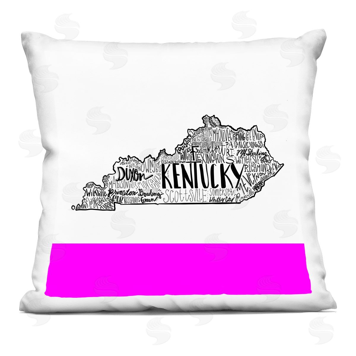 Kentucky State Shape Outline Cities Map Decorative Printed Pillow, Home Decor by Saturday Evening Post